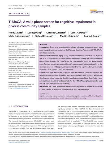 T‐MoCA: A valid phone screen for cognitive .